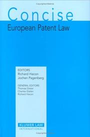 Cover of: Concise European Patent Law (Concise IP)