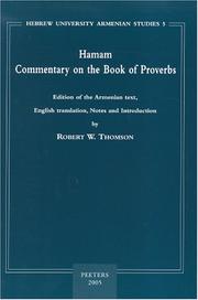Cover of: Hamam Commentary on the Book of Proverbs (Hebrew University Armenian Studies)