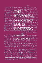 Cover of: The Responsa of Professor Louis Ginzberg (Moreshet series)