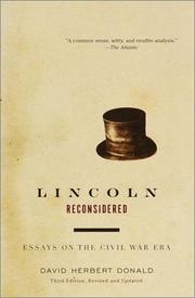 Cover of: Lincoln reconsidered by David Herbert Donald