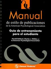 Cover of: Manual de Estilo de Publicaciones de La American Psychological Association: Guia de Entrenamiento Para El Estudiante