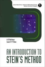 Cover of: An Introduction to Stein's Method (Lecture Notes Series, Institute for Mathematical Sciences, Vol. 4) (Lecture Notes Series, Institute for Mathematical Sciences, National University of Singapore)