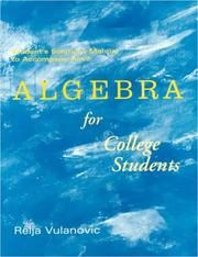Cover of: Student Solutions Manual to accompany Algebra for College Students