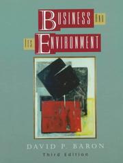 Cover of: Business and Its Environment (3rd Edition) by David P. Baron