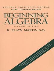 Cover of: Beginning Algebra: Student Solutions Manual