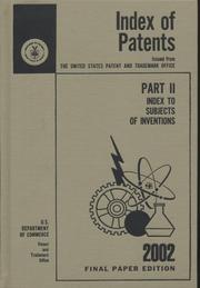 Cover of: Index of Patents, 2002, Pt. 1, List of Patentees, V. 1-2 (Final Paper Edition)