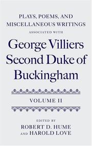 Cover of: Plays, Poems, and Miscellaneous Writings associated with George Villiers, Second Duke of Buckingham: Volume II