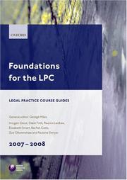 Cover of: Foundations for the LPC 2007-2008 (Legal Practice Guides)