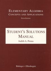 Cover of: Elementary Algebra Concepts and Applications: Studen's Solutions Manual