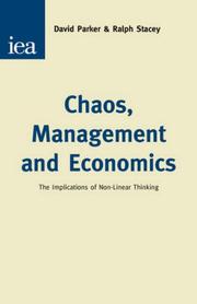 Cover of: Chaos, Management & Economics: The Implications of Non-Linear Thinking (Hobart Papers (Paperback))
