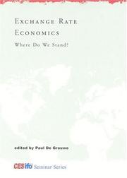 Cover of: Exchange Rate Economics: Where Do We Stand? (CESifo Seminar Series)