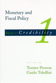 Cover of: Monetary and Fiscal Policy, Vol. 1 |