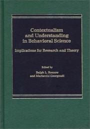 Contextualism and understanding in behavioral science : implications for research and theory