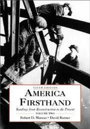 Cover of: America Firsthand: Readings from Reconstruction to the Present