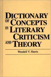 Cover of: Dictionary of concepts in literary criticism and theory