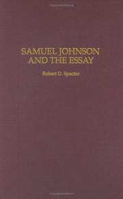 Cover of: Samuel Johnson and the essay