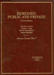 Cover of: Remedies by David Levine, David Jung, David Schoenbrod, Angus Macbeth