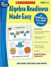 Cover of: Algebra Readiness Made Easy: Grades 7-8: An Essential Part of Every Math Curriculum