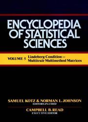 Cover of: Lindberg Conditions to Multitrait-Multimethod Matrices, Volume 5, Encyclopedia of Statistical Sciences