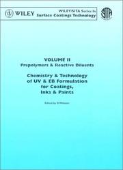 Prepolymers & reactive diluents : chemistry & technology of UV & EB formulation for coatings, inks & paints