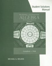 Cover of: Student Solutions Manual for Gustafson/Frisk's Beginning and Intermediate Algebra: An Integrated Approach, 5th