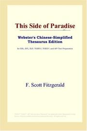 Cover of: This Side of Paradise (Webster's Chinese-Simplified Thesaurus Edition) by F. Scott Fitzgerald