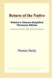 Cover of: Return of the Native (Webster's Chinese-Simplified Thesaurus Edition) by Thomas Hardy