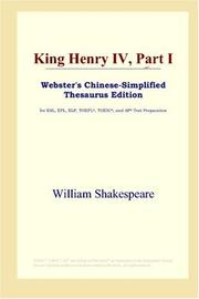 Cover of: King Henry IV, Part I (Webster's Chinese-Simplified Thesaurus Edition) by William Shakespeare