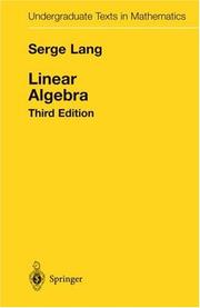 Cover of: Linear algebra by Serge Lang