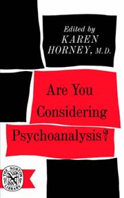 Cover of: Are you considering psychoanalysis?