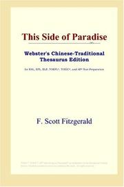 Cover of: This Side of Paradise (Webster's Chinese-Traditional Thesaurus Edition) by F. Scott Fitzgerald