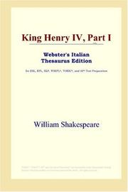 Cover of: King Henry IV, Part I (Webster's Italian Thesaurus Edition) by William Shakespeare