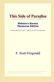 Cover of: This Side of Paradise (Webster's Korean Thesaurus Edition) by F. Scott Fitzgerald