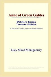 Cover of: Anne of Green Gables (Webster's Korean Thesaurus Edition) by Lucy Maud Montgomery