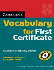 Cover of: Cambridge Vocabulary for First Certificate Edition without answers