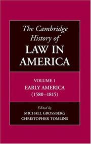 Cover of: The Cambridge History of Law in America 3 volume set (The Cambridge History of Law in America)