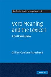 Cover of: Verb Meaning and the Lexicon: A First Phase Syntax (Cambridge Studies in Linguistics)