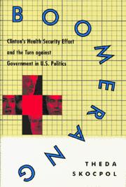 Cover of: Boomerang: Clinton's health security effort and the turn against government in U.S. politics