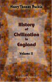 Cover of: History of Civilization in England by Henry Thomas Buckle