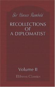 Cover of: Recollections of a Diplomatist | Sir Horace Rumbold