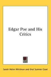 Edgar Poe and his critics by Sarah Helen Whitman