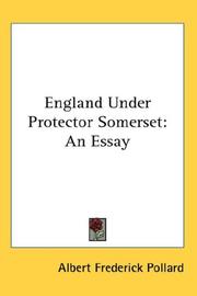 Cover of: England Under Protector Somerset: An Essay