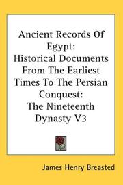 Cover of: Ancient Records Of Egypt: Historical Documents From The Earliest Times To The Persian Conquest: The Nineteenth Dynasty V3