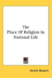 Cover of: The Place Of Religion In National Life