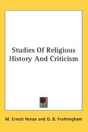 Cover of: Studies Of Religious History And Criticism by Ernest Renan