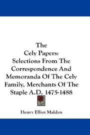 Cover of: The Cely Papers