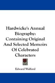 Cover of: Hardwicke's Annual Biography by Edward Walford