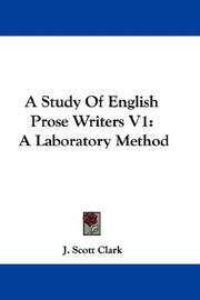 Cover of: A Study Of English Prose Writers V1: A Laboratory Method