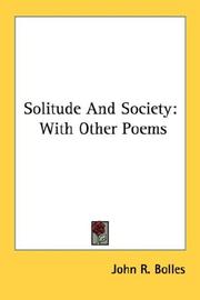 Cover of: Solitude and society