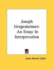 Joseph Hergesheimer by James Branch Cabell